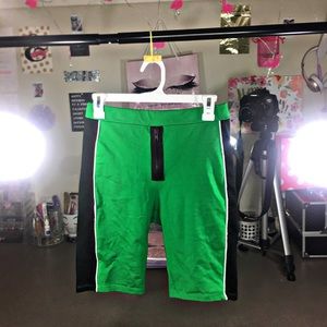 Green biker shorts, worn once